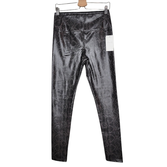 7 FOR ALL MANKIND Leggings Snake Print Faux Leather Pants Grey High Rise Medium - Picture 2 of 12